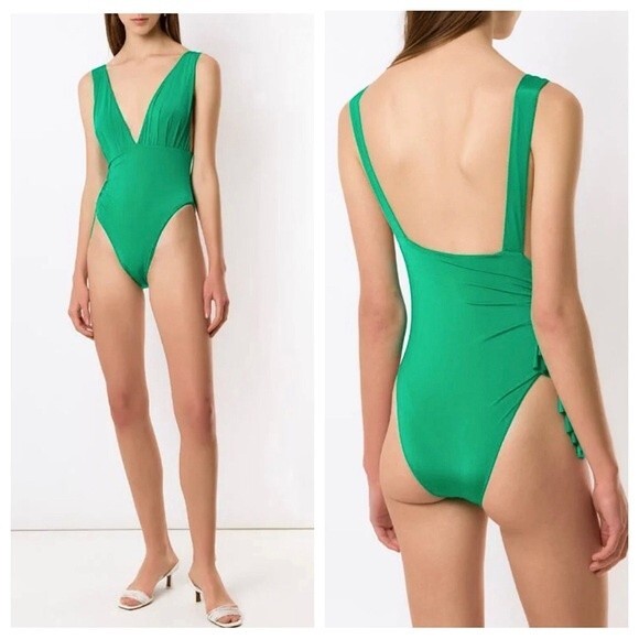 Clube Bossa Swimsuit Unika High-Leg One Piece Bathing suit Kelly Green NWT M - Picture 2 of 2